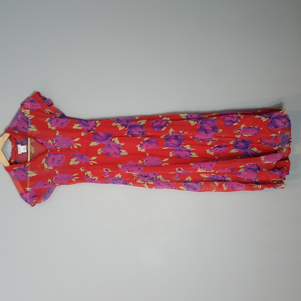 Red floral maxi dress